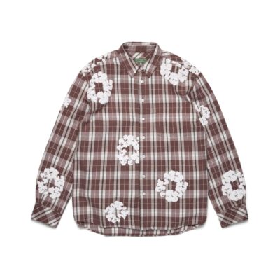 Cotton Wreath Flannel Shirt Brown Plaid