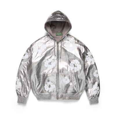 Leather Cotton Wreath Jacket Silver