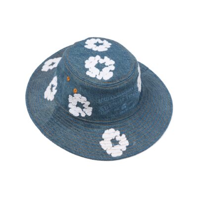 Denim Cotton Wreath Bucket Hat Light Wash