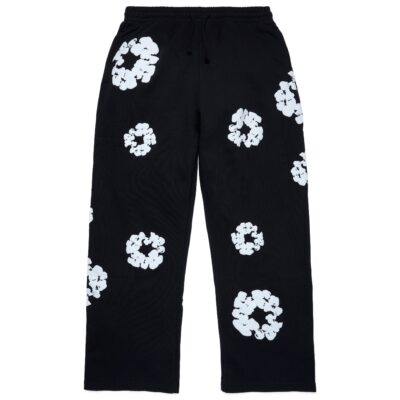 Cotton Wreath Baggy Sweatpants Black