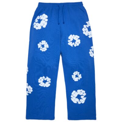 Cotton Wreath Baggy Sweatpants Blue