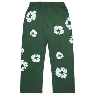 Cotton Wreath Baggy Sweatpants Green