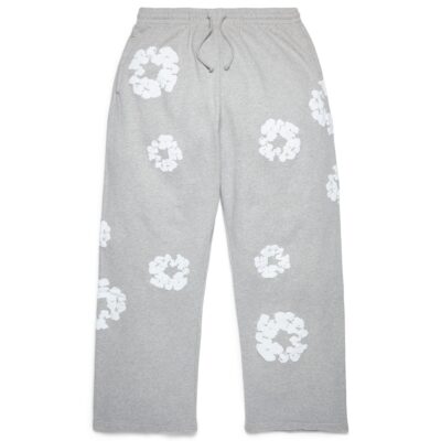 Cotton Wreath Baggy Sweatpants Grey