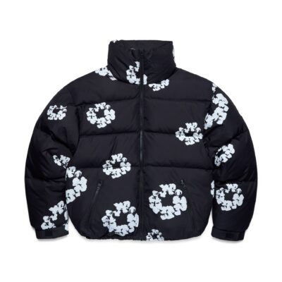 Cotton Wreath Puffer Jacket Black