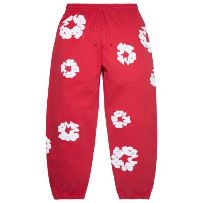 Cotton Wreath Sweatpants Red