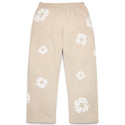 Cotton Wreath Baggy Sweatpants Cream