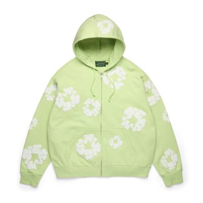 Cotton Wreath Zip Hoodie Mint