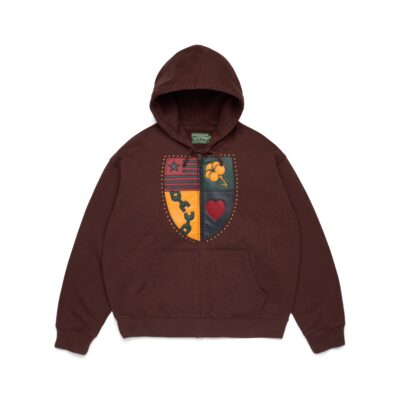 Libertas Crest Zip Hoodie Washed Brown