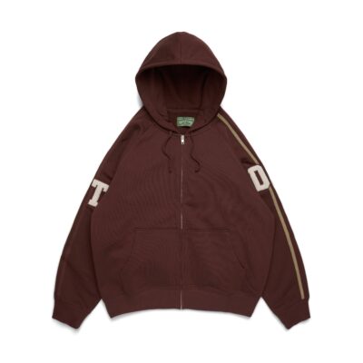 DT Chenille Patch Zip Hoodie Brown