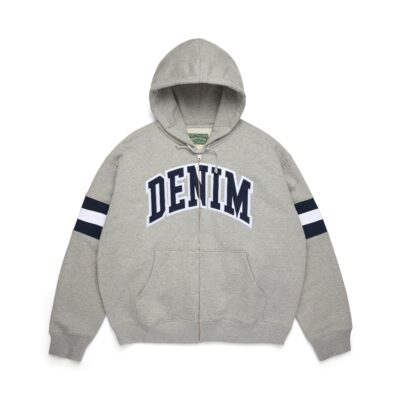 DT Stripe Zip Hoodie Grey