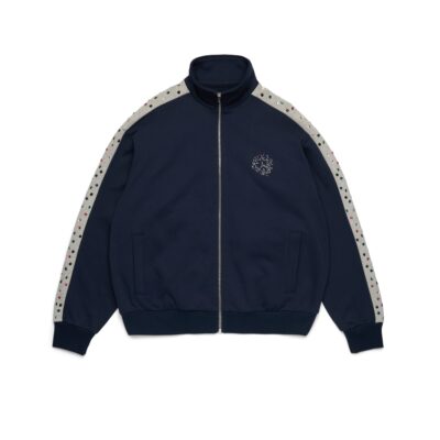 Denim U Rhinestone Fleece Track Jacket Navy