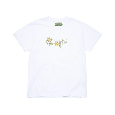 Cotton Floral Logo Tee White