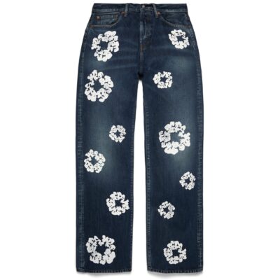 Baggy Cotton Wreath Denim Pant Dark Wash