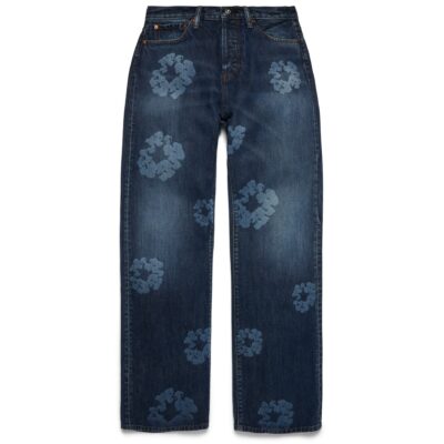 Baggy Laser Cotton Wreath Denim Pant Dark Wash