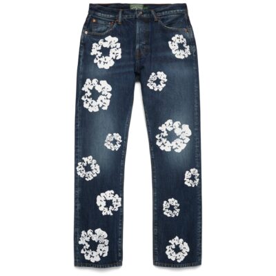 Straight Cotton Wreath Denim Pant Dark Wash