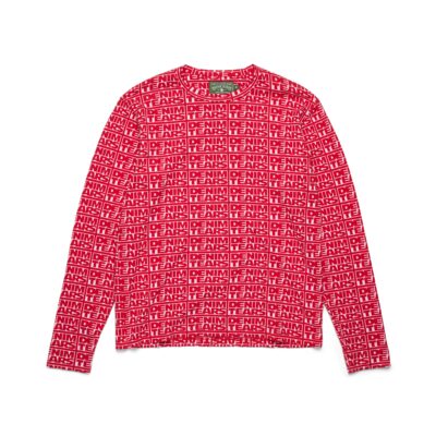 Larmes de Denim Jacquard Long Sleeve Tee Red