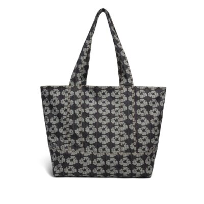 Jacquard Wreath Denim Tote Bag Dark Wash