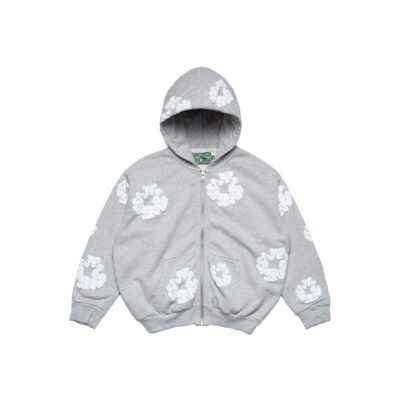 Kids Cotton Wreath Zip Hoodie Grey