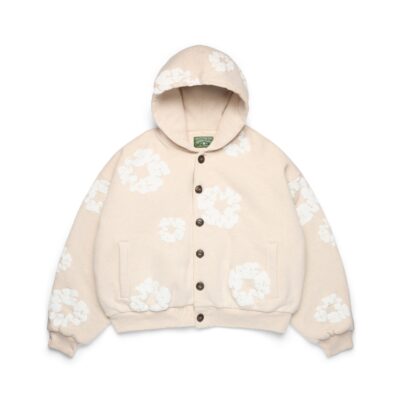 Cotton Wreath Cardigan Hoodie Oatmeal