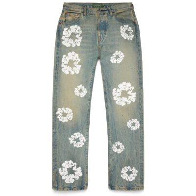 Straight Cotton Wreath Denim Pant Dirty Wash