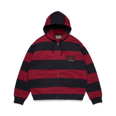 Striped Crest Zip Hoodie Red/Navy