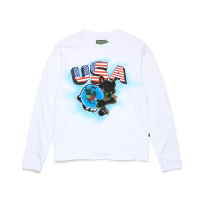 Airbrush Panther Mascot Long Sleeve Tee White
