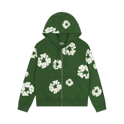 Cotton Wreath Zip Hoodie Green